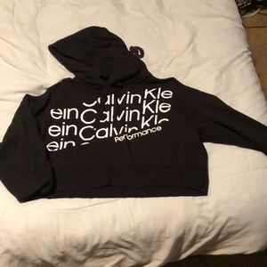 Cropped hoodie/black/ size large / Calvin Klein / Never warn
